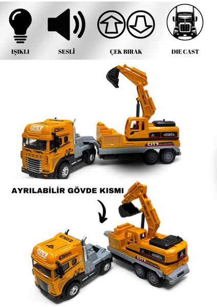 Kepçe Iş Makinası 1:24 Işıklı Müzikli Çek Bırak 30 cm Die Cast fiyatları