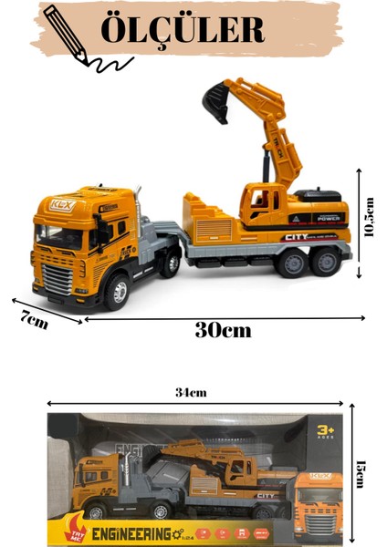 Kepçe Iş Makinası 1:24 Işıklı Müzikli Çek Bırak 30 cm Die Cast modelleri