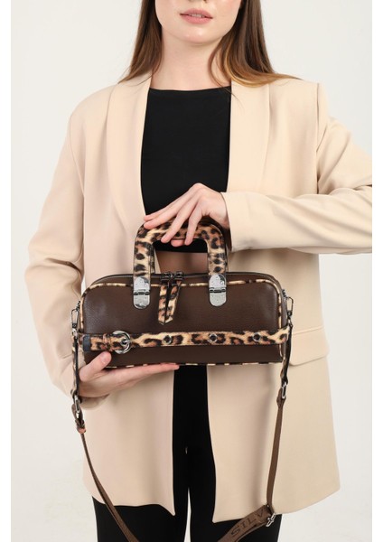 Leopar Kahve SP1258 Kadın El Çantası