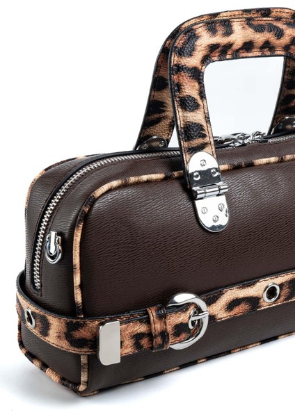 Leopar Kahve SP1258 Kadın El Çantası