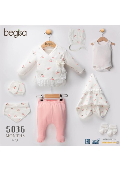 Begisa 8'li Set Çiçek Desenli Hastane Çıkışı %100 Pamuk