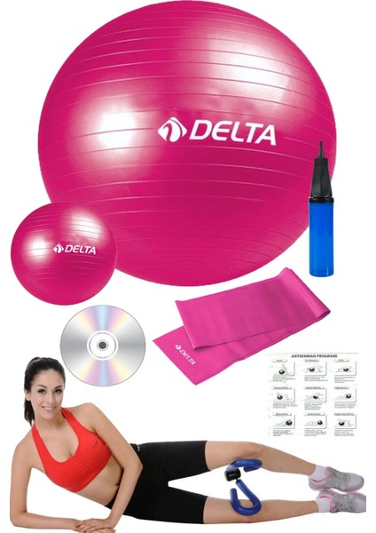 7 Li Thigh Master Pilates Seti, Pilates Topu, Pilates Bandı Lastiği, Pompa, 20 cm Mini Top