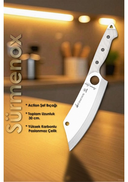 Sürmene Serisi Action Mutfak Şef Bıçağı Bıçak Kamp Bıçağı Deri Kılıflı Beyaz Verzalit Sap HDS-152 fiyatları