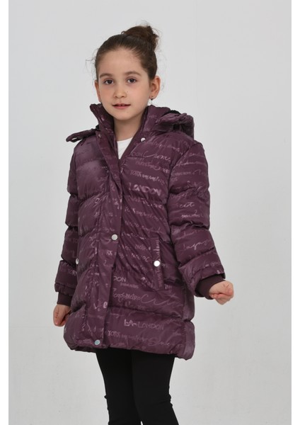 Kız Çocuk Mor Kışlık Kapüşonlu ve Fermuarlı Şişme Mont fiyatları
