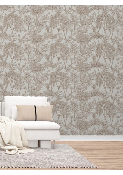 Sonbahar Temalı Bej Çiçek Eskiz Desenli Duvar Kağıdı -Isı ve Ses Yalıtımı Yırtılmaz fiyatları