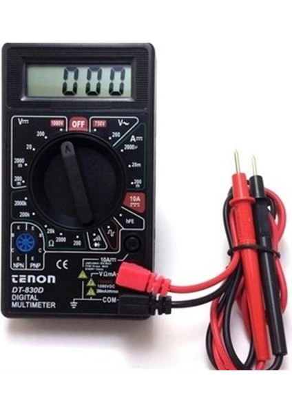 Tenon DT-830D Siyah Dc/ac Voltaj Akım Ölçer Dijital Multimetre Ölçü Aleti