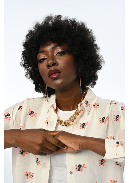 Kadın Krem Renk Oversıze Gömlek modelleri