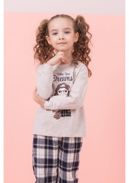 Mojo Kız Çocuk 4-8 Yaş Dream Desenli Pijama Takımı 6277 Bej fiyatları