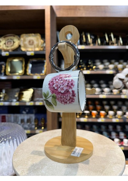 2303308-MİTRA Bambu Fincan Kupa Askılığı