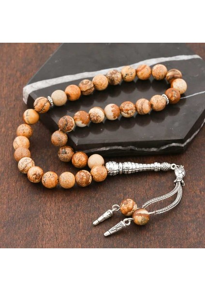 ​Doğaltaş Metal Püsküllü Jasper Taşı Tesbih fiyatları