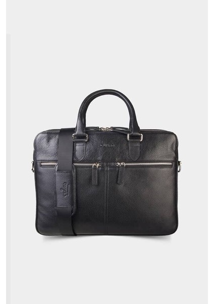 Guard 3 Bölmeli Siyah Deri Evrak Çantası