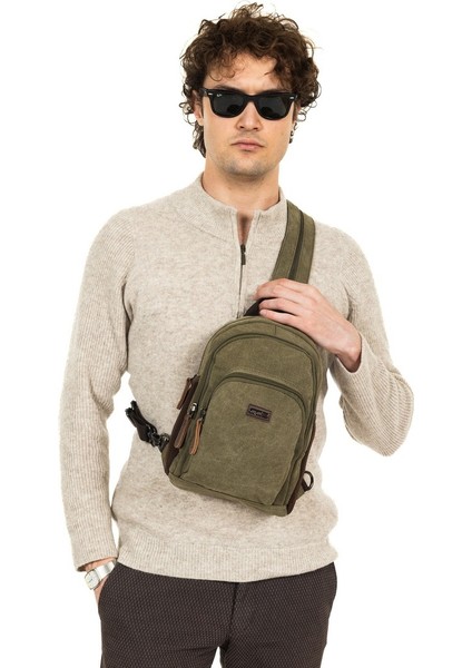 Kanvas Kumaş Çok Gözlü Hem Sırt Hem Çapraz Çanta Haki modelleri