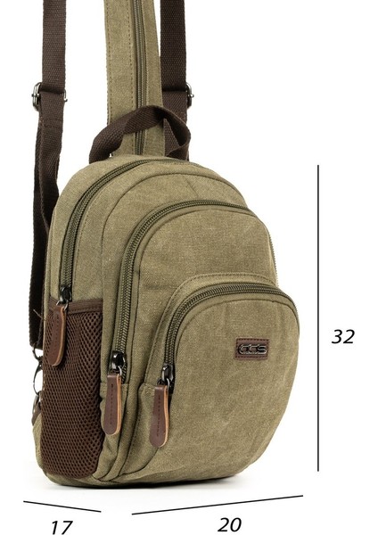 Kanvas Kumaş Çok Gözlü Hem Sırt Hem Çapraz Çanta Haki fırsatları
