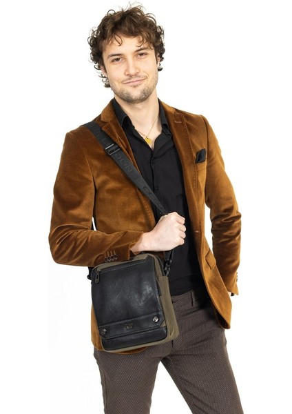 Kapaklı Çok Gözlü Omuz Askılı El ve Omuz Çantası Büyük Boy Haki