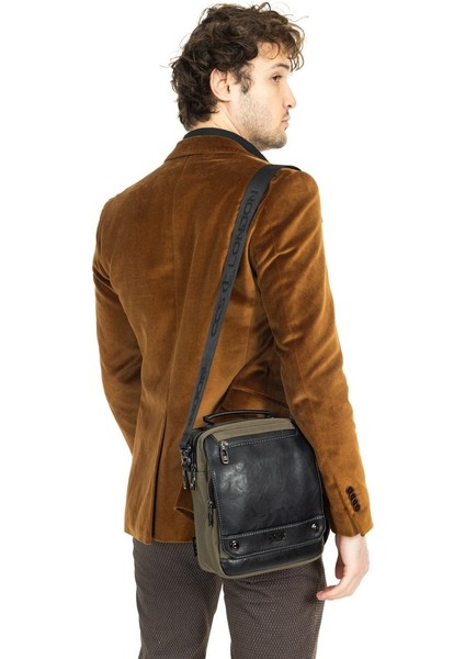 Kapaklı Çok Gözlü Omuz Askılı El ve Omuz Çantası Büyük Boy Haki