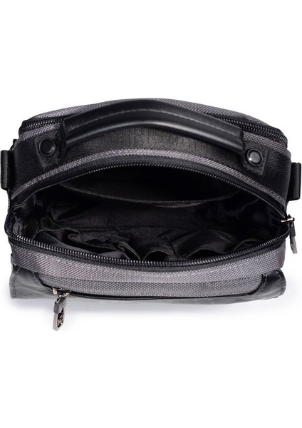 Kapaklı Çok Gözlü Omuz Askılı El ve Omuz Çantası Küçük Boy Gri