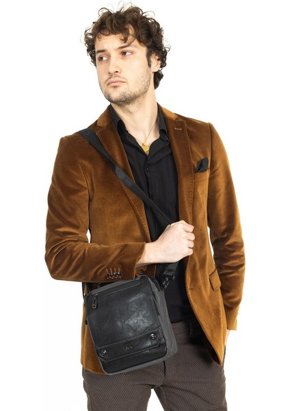 Kapaklı Çok Gözlü Omuz Askılı El ve Omuz Çantası Küçük Boy Gri