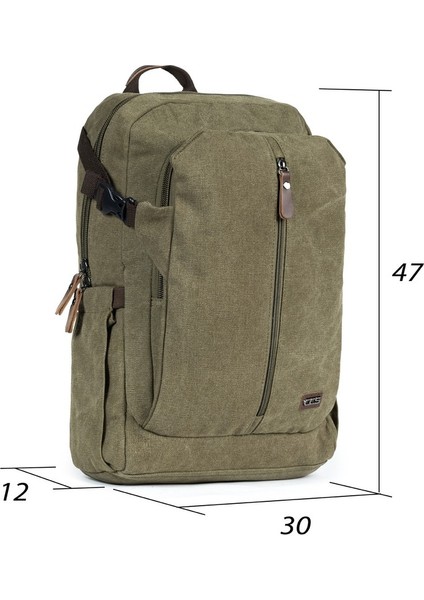 15,6 Inç Laptop Bölmeli Çok Bölmeli Kanvas Kumaş Sırt Çantası Haki modelleri