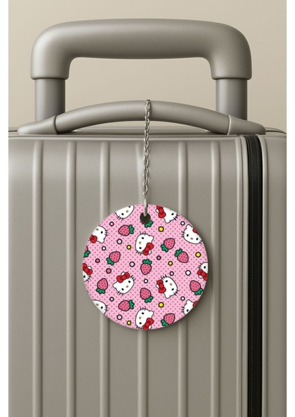 Pleksi Zincirli Bavul Etiketi Seyahat Tatil Için Tasarım Valiz Etiketi Kitty-Pattern