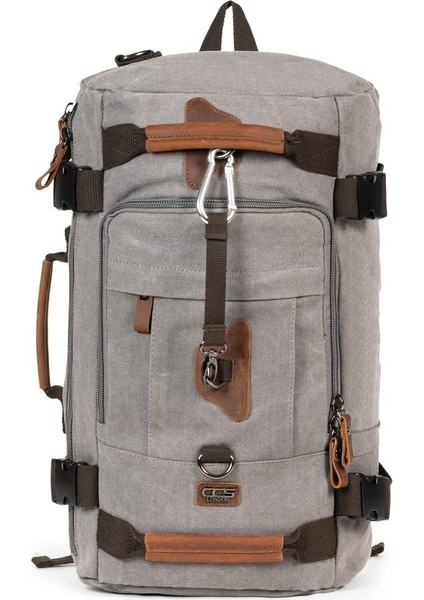 15,6 Laptop Bölmeli Kanvas Kumaş Dağcı & Seyehat & Günlük Çok Gözlü Hem Sırt Hem Omuz & El Çantası Gri