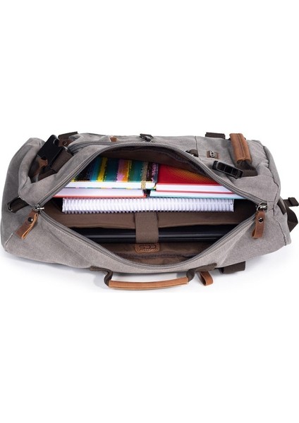 15,6 Laptop Bölmeli Kanvas Kumaş Dağcı & Seyehat & Günlük Çok Gözlü Hem Sırt Hem Omuz & El Çantası Gri indirimleri