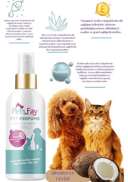 Vanilya Kokulu Evcil Hayvan Parfümü – Kedi & Köpek Için Tüy Bakımı 150 ml fiyatları