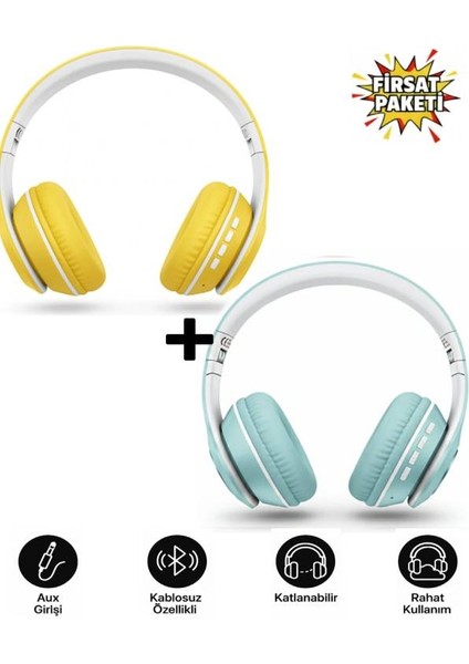 Kablosuz Bluetooth Kulaküstü Kulaklık-Mikrofonlu, Stereo Ses, Aux ve Hafıza Kartı Desteği Pulse