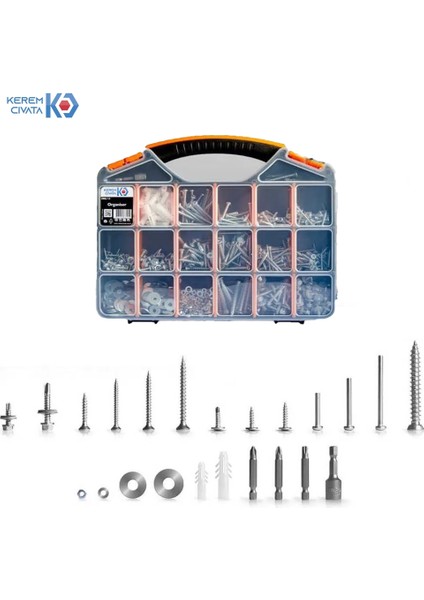 995 Parça 24 Çeşit Full Vida, Dübel, Somun ve Pul Seti