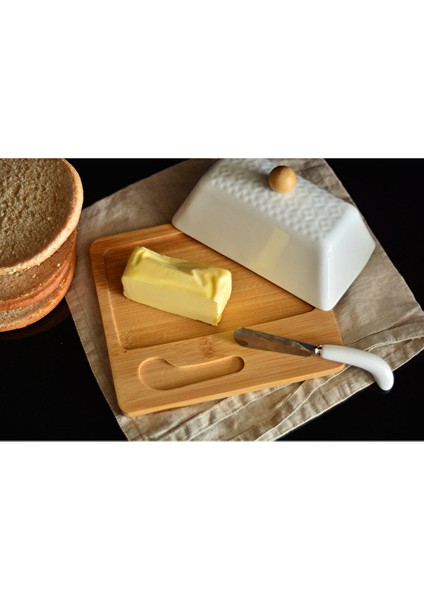 3 Adet Bambum Una 3 Parça Tereyağ Servis Kabı