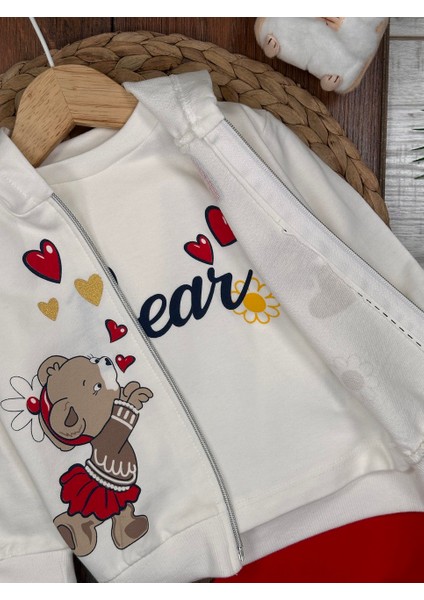 Pamuklu Hırkalı Fermuar Detaylı 3lu Kız Bebek Takım fırsatları