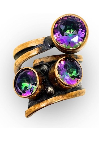 Mistik Topaz Taşlı Otantik Gümüş Kadın Yüzük fiyatları