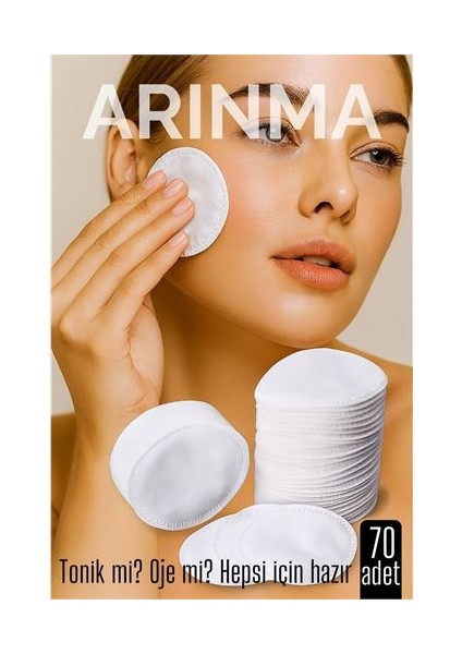 70'li Kozmetik Disk Pamuk Premium Makyaj Temizleme Pamuğu Tonik ve Oje Için Çift Taraflı Diskler