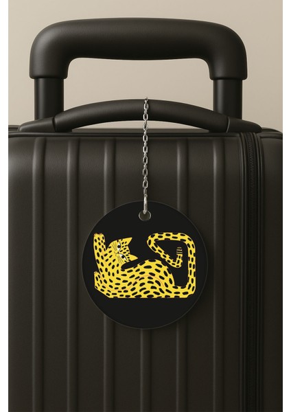 Cat Draw Desenli Uv Baskılı Pleksi Bavul Etiketi Seyahat Tatil Valiz Etiketi