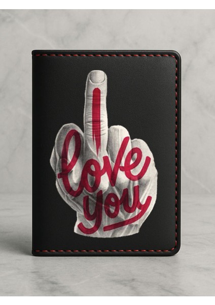 Ruhsat Koruyucu Baskılı Kart Bölmeli Siyah Vinlex Deri Ruhsat Kabı Kılıfı Lav Yu