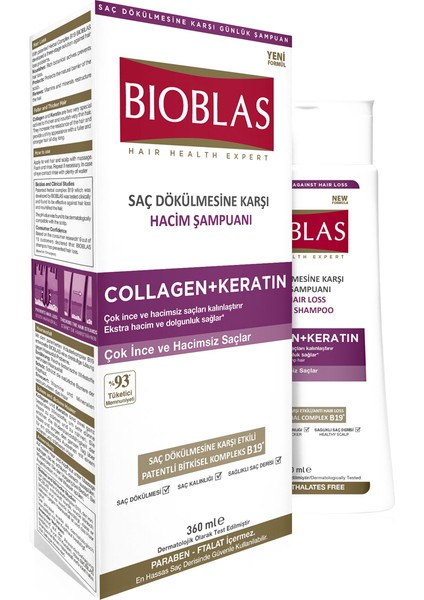 3 Adet Bioblas Şampuan 360 ml Saç Dökülmesine Karşı Collagen + Keratin fiyatları