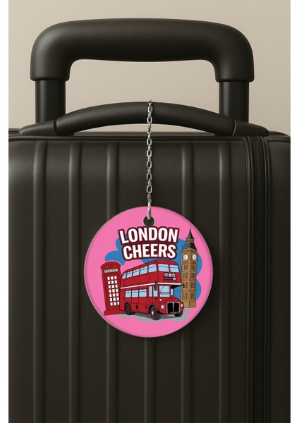 Londra Desenli Uv Baskılı Pleksi Bavul Etiketi Seyahat Tatil Valiz Etiketi