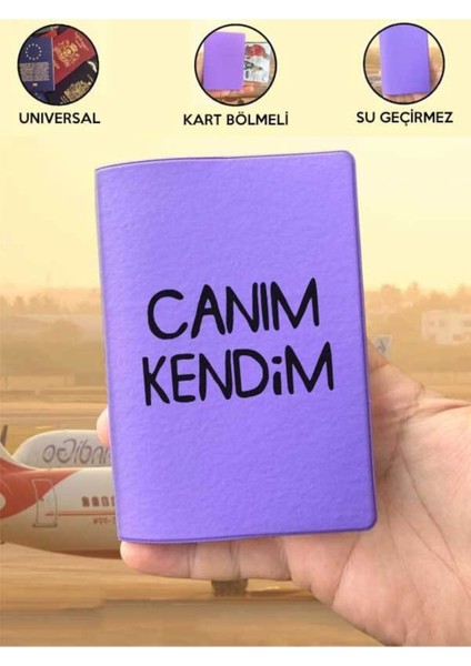 Tüm Ülke Pasaportlarına Uyumlu Canım Kendim Mor Vinleks Pasaport Kılıfı Kabı indirimleri