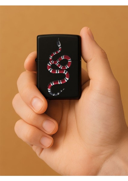 Özel Tasarım Şık ve Dayanıklı Uv Desenli Baskılı Benzinli Metal Çakmak Italian Snake