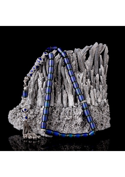 925 Ayar Gümüş Püsküllü Kapsül Kesim His Taşlı Tesbih fiyatları