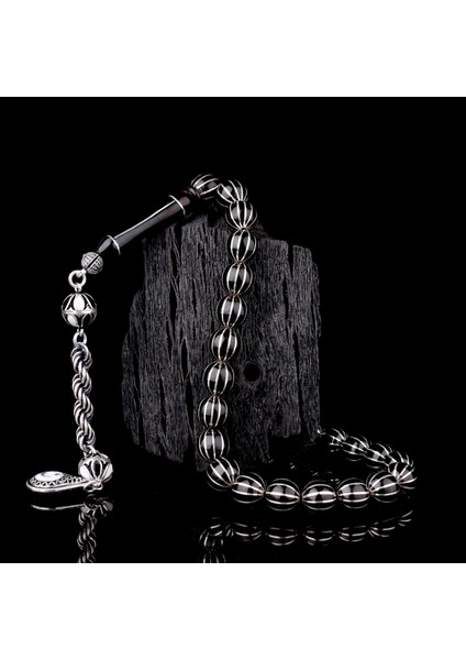 925 Ayar Gümüş Mineli Püsküllü 12 Yarma Erzurum Oltu Taşı Tesbih fırsatları