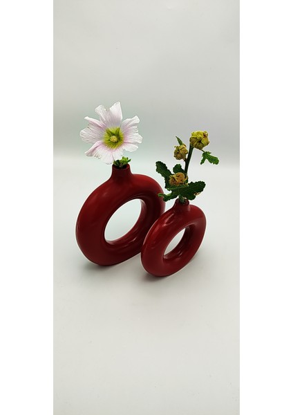 | 2'li Halka Vazo Seti | Ruby Bordo modelleri