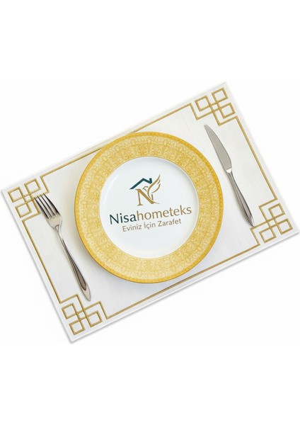 6 Adet Dikdörtgen Nakışlı Keten Amerikan Servis - Keten Supla fiyatları