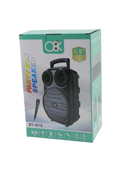 6.5 Inç Bluetooth Wireless Mikrofonlu Hoparlör - Speaker USB Sarjlı Aux - Tf - USB BT-612 (5324)