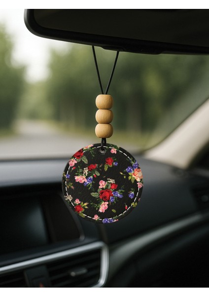 Özel Tasarım Deri Baskılı Desenli Araba Dikiz Aynası Süsü Siyah - Arka Bahçem