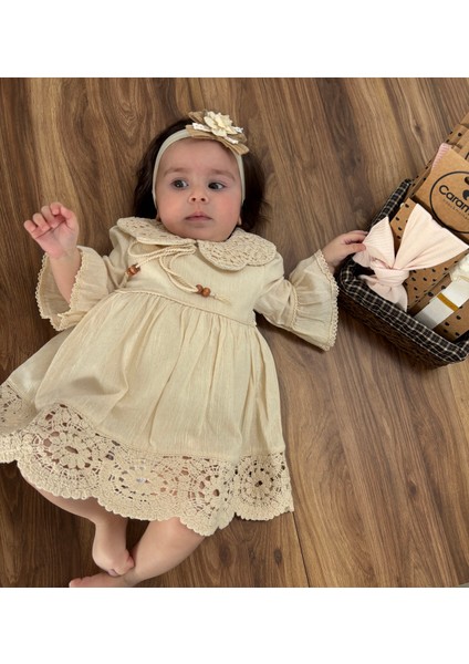 Dantel Detaylı Bebek Keten Elbise fiyatları