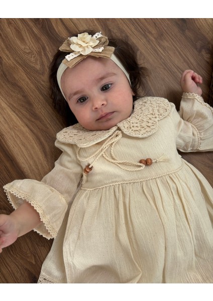 Dantel Detaylı Bebek Keten Elbise modelleri