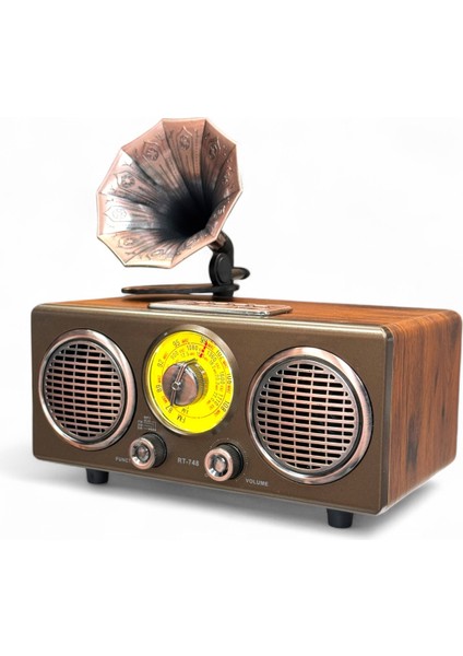 Gramafon Görünüm Ahşap Nostalji Radyo,bluetooth Özellikli Gramafon Nostaljik Radyo