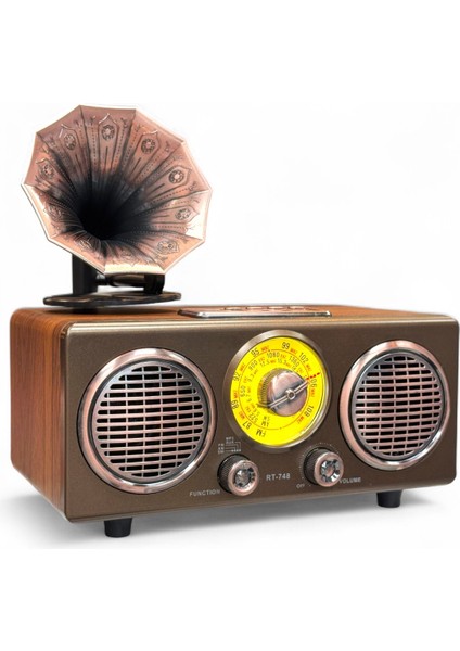 Gramafon Görünüm Ahşap Nostalji Radyo,bluetooth Özellikli Gramafon Nostaljik Radyo indirimleri