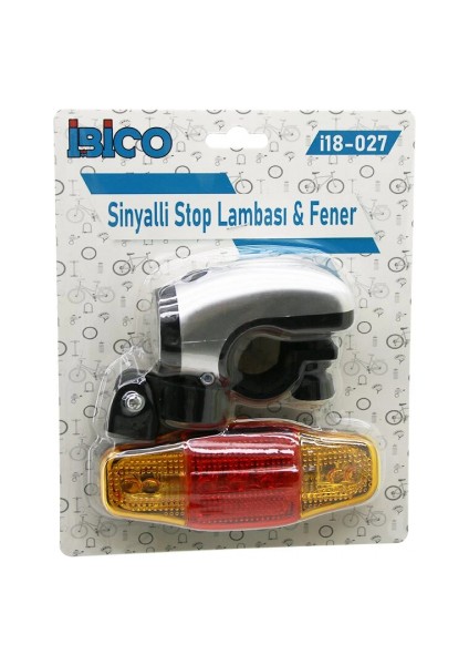 2in1 Bisiklet 5 LED Fener - Sinyalli Stop Lamba Pilli (5324)