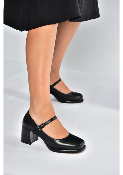 T820059109 Siyah Kalın Topuklu Kadın Ayakkabı fırsatları